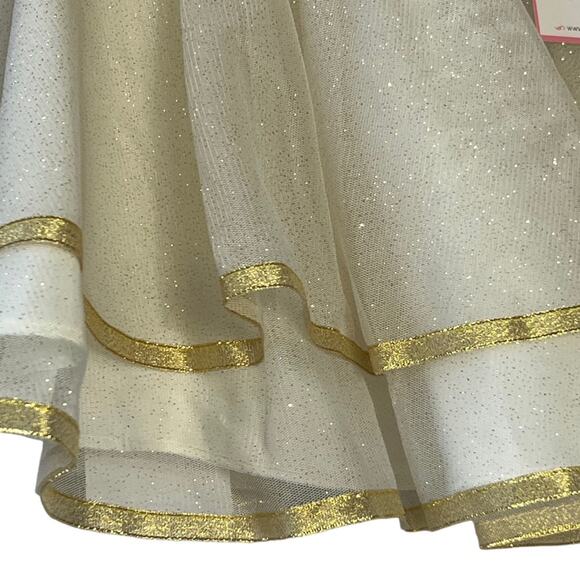 Rare Editions Gold Ruffle Sparkle Bow Special Occasion Dress Girls Size 24 M - Picture 3 of 10